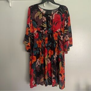Johnny Was Silk Hibiscus Hawaiian Dress Small